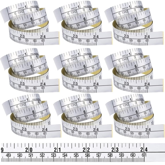 10 Packs Self-Adhesive Measuring Tape,TGY 24 Inch/61cm Tape Measure, Sticky Measuring Tape,Left-Right Reading Ruler Tape for Workbench, Table Saw, Drafting Table
