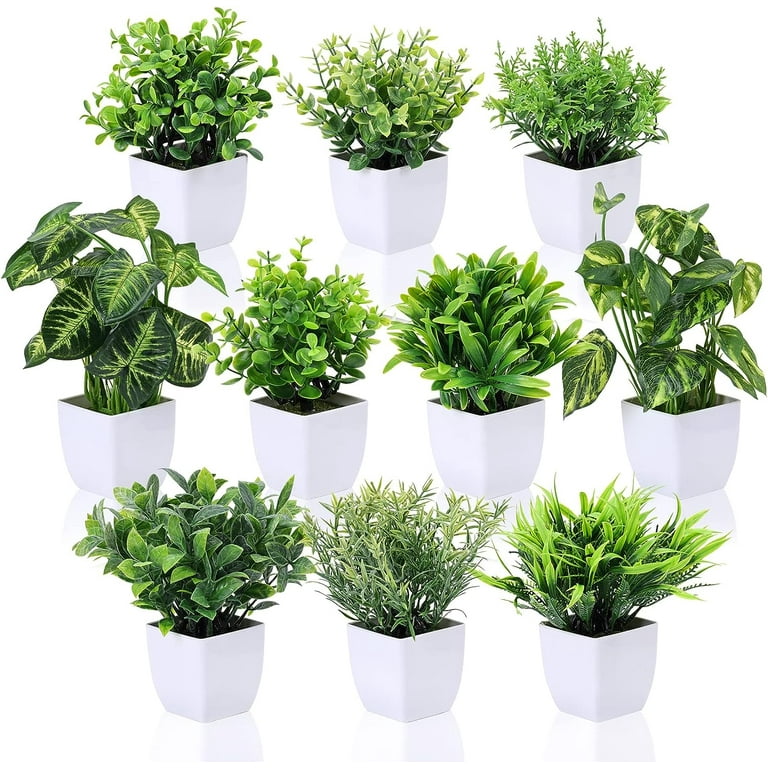 10 Packs Small Fake Potted Plants Mini Artificial Desk Plants for Indoor Farmhouse Office Table Shelf Bathroom Decor