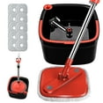 thumbnail image 1 of 10 Packs Spin Mop and Bucket Set with Self Separation Dirty and Clean Water System, Self Wringing 360° Rotating Square Mop-Head for Hardwood Tile Marble Floors(Black), 1 of 8