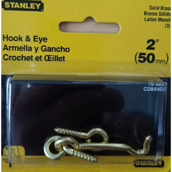 10 Packs Stanley Hook & Eye Sets. Solid Brass. 2". #75-0620 Nm3