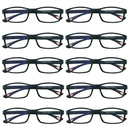 10 Packs Unisex Fashion Rectangular Reading Glasses Blue Light Blocking Readers for Men Women +4.00