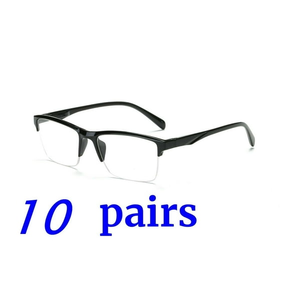 10 Packs Unisex Fashion Square Half Frame Reading Glasses Spring Hinge Readers for Men Women +1.00