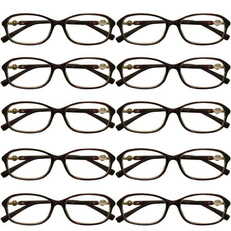 10 Packs Womens Oval Frame Reading Glasses Lightweight Classic Style Readers +3.50