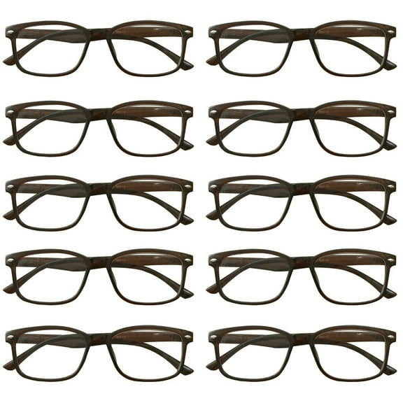 10 Packs Womens Square Frame Blue Light Blocking Computer Reading Glasses Classic Style Readers +1.00