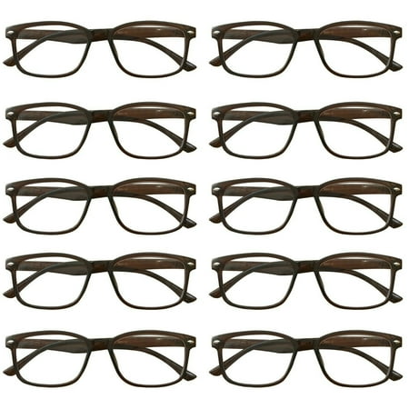 10 Packs Womens Square Frame Blue Light Blocking Computer Reading Glasses Classic Style Readers +2.50