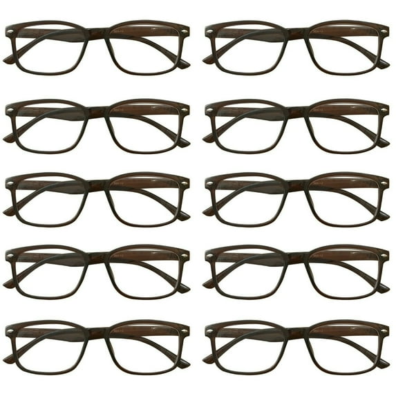 10 Packs Womens Square Frame Blue Light Blocking Computer Reading Glasses Classic Style Readers +3.50