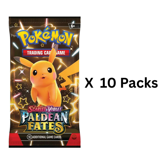 10 Packs X Pokemon Paldean Fates Loose Booster Pack English Ship Sealed