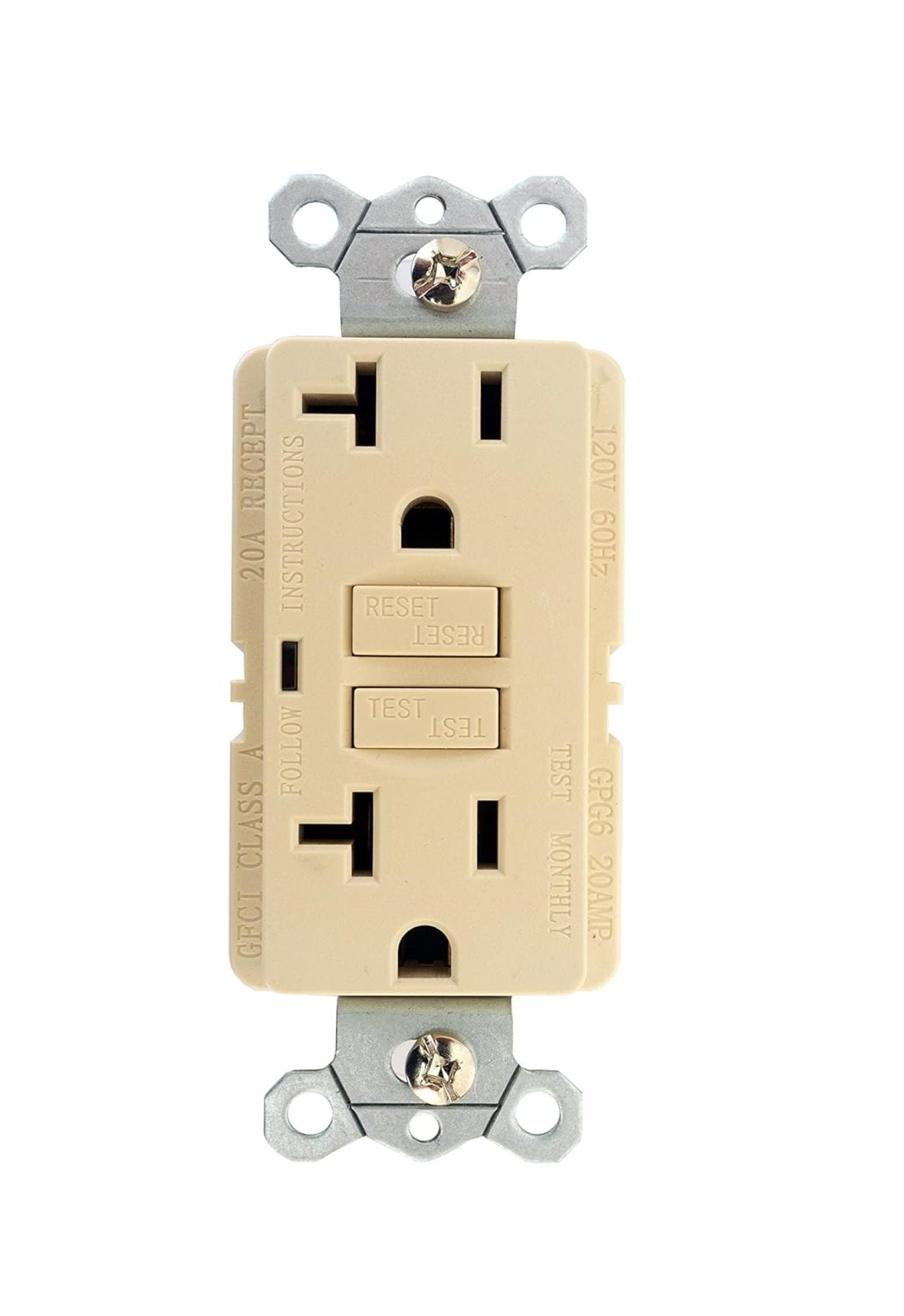 10 Packs of saney 20 Amp 120-Volt Duplex Self-Test Tamper Resistant GFCI Outlet with Wall Plate (Ivory)
