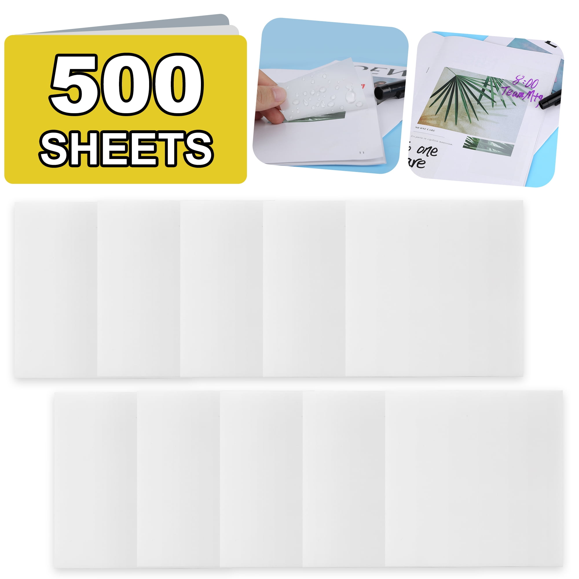 10 Pads Transparent Sticky Notes Attach to Monitors, Clear Sticky Notes for  Books, Translucent Sticky Notes 3×3 Waterproof Self-adhesive Translucent  Sticky Notes (500Sheets, White) 