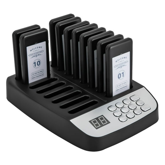 10 Pagers Restaurant Coaster Pagers/Guest Waiting Pager/Wireless Paging System Black, Restaurant Wireless Guest Paging System Queuing Calling Pagers
