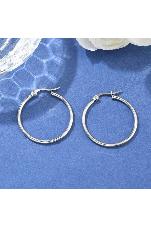 10 Pair 304 Stainless Steel Hoop Earrings Non-allergenic Earrings Ring Shape Earrings Ornament