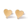 thumbnail image 1 of 10 Pair 304 Stainless Steel Stud Earring Findings with Horizontal Loops Heart Golden 12x12mm Hole: 1mm Pin: 0.7mm, 1 of 2