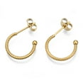 thumbnail image 1 of 10 Pair 316 Surgical Stainless Steel Stud Earrings Half Hoop Earrings Ring Real 14K Gold Plated 15x2.5mm Pin: 0.8mm, 1 of 3