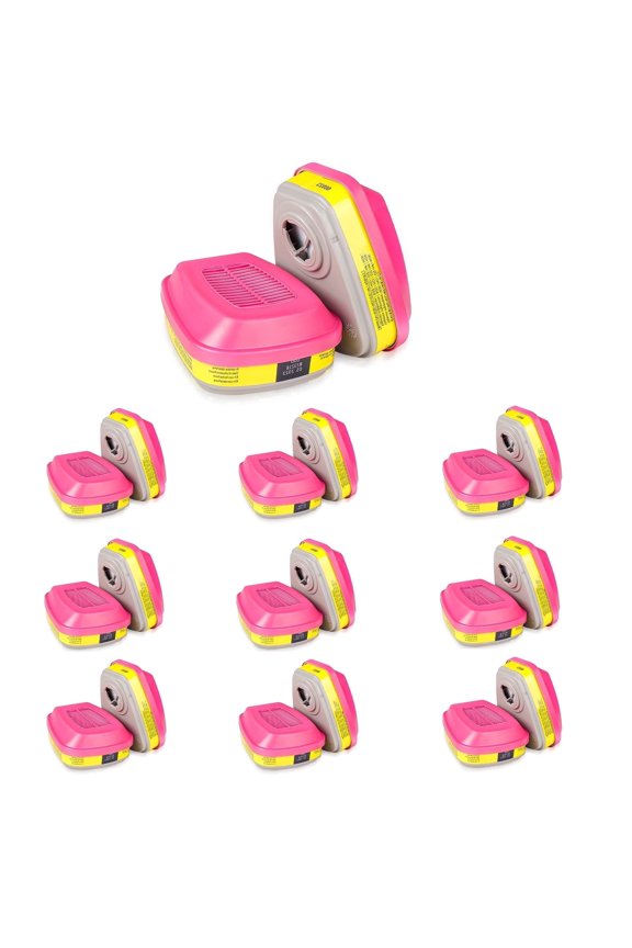 (10 Pair) 60923 Respirator Cartridge, Respirator Particulate Filters, Helps Protect Against Organic Vapors, Acid Gases, Dust, Chemical and Particulates Compatible with 6000, 7000, and FF-400 series