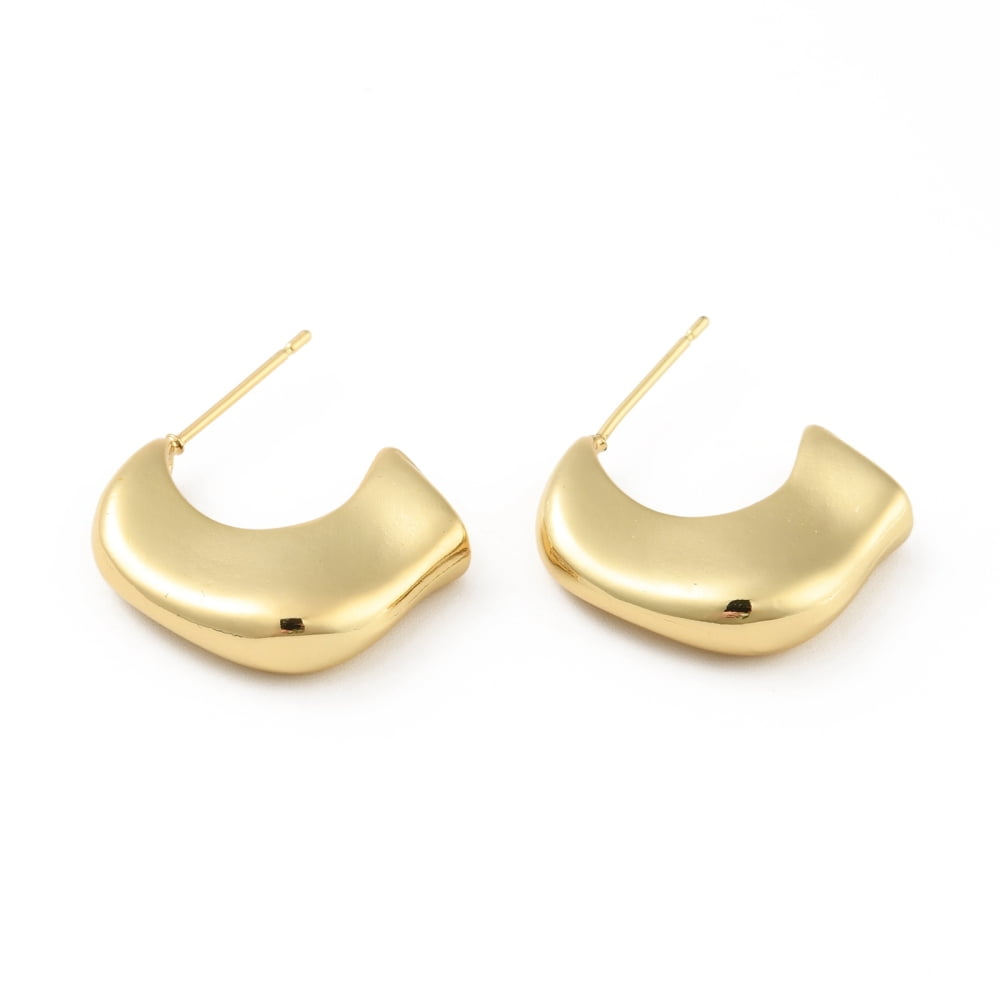 Polished Twisted Stud Earrings For Women - Chunky Gold Textured Studs, 2.8x1.5cm, Hypoallergenic Gift