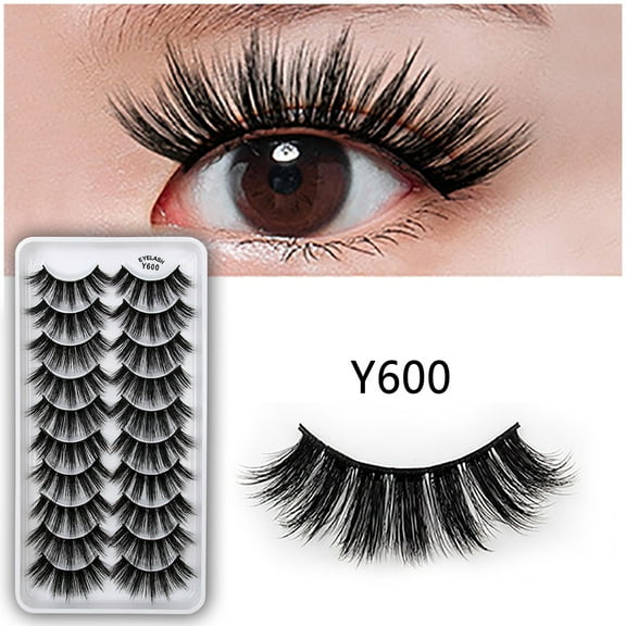 10-Pair Eyelashes in 8D Dramatic Style, Wispy Cat Eye Volume Lashes Multipack, Reusable False Eyelashes for Makeup - A