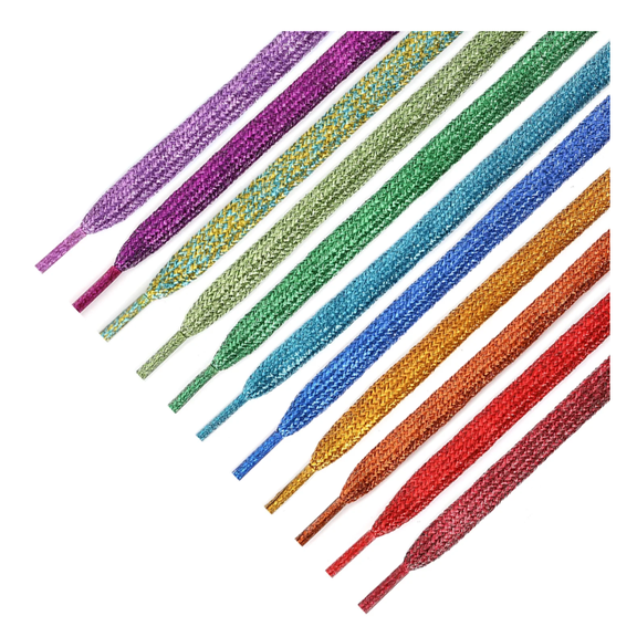 10 Pair Flat Glitter Shiny Metallic Shoe Laces