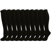 10 Pair Pack Knee-High Youth Graduated Compression Socks Long for Sports, Soccer, Football, Baseball, Basketball, Running and Youth Athletics.&nbsp;Boys & Girls Gift Set; All Black, Fits ages 4-8