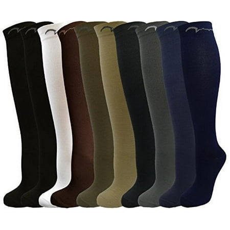 10 Pair S/M Graduated Compression Socks Moderate/Medium 15-20 mmHg.Travel Knee-High Socks, Comfort Blend