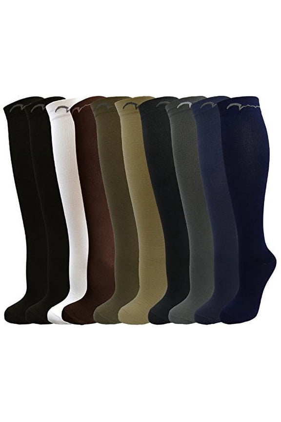 10 Pair S/M Graduated Compression Socks Moderate/Medium 15-20 mmHg.Travel Knee-High Socks, Comfort Blend