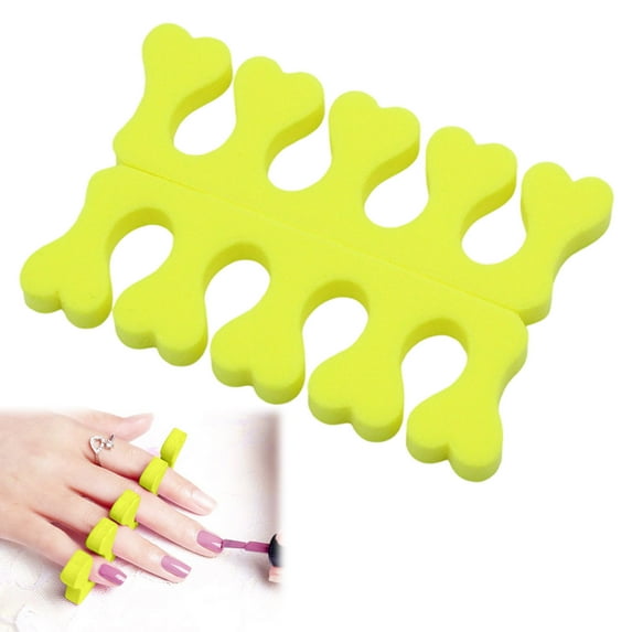 10 Pair Sponge Toe Separators Soft Finger Separators Toe Divider Spacer for Polishing Pedicure Manicure Coating Gel Painting Nail Art Beauty Accessories, Yellow
