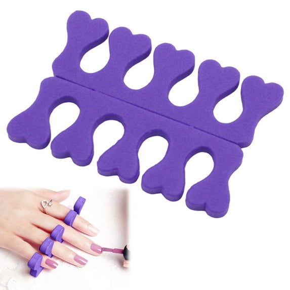 10 Pair Sponge Toe Separators Soft Finger Separators Toe Divider Spacer for Polishing Pedicure Manicure Coating Gel Painting Nail Art Beauty Accessories, Purple