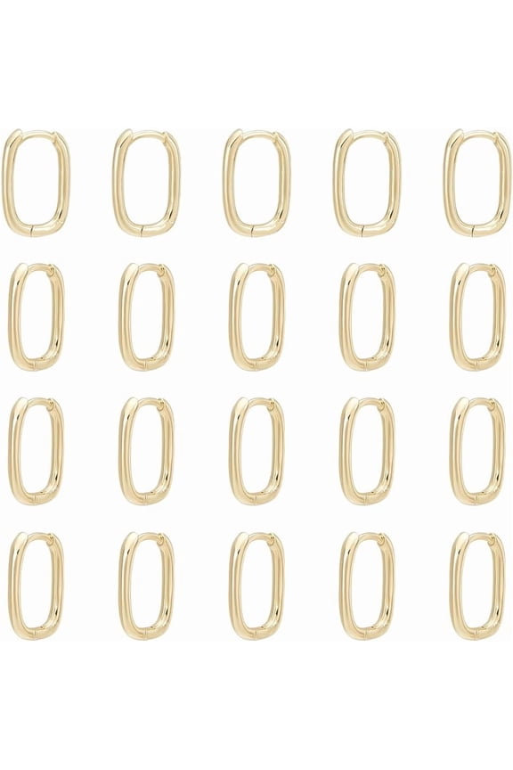 10 Pairs 18K Gold Plated Hoop Earrings DIY for Women Geometric Minimalist Rectangle Huggie Hoops Earrings Oval Endless Hoop Earring Trendy Square Hoops Earring DIY for Women Jewelry