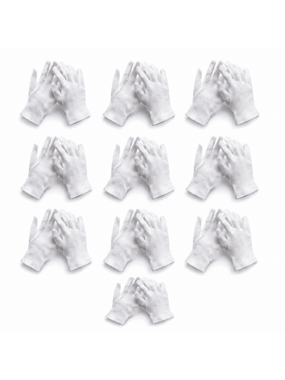 10 Pairs Archival Quality White Cotton Gloves - Lint Free, Breathable, for Photography & Jewelry Inspection, Unisex