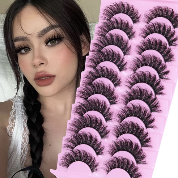 10 Pairs 3D False Eyelashes, Fluffy Natural Volume Wispy Lashes, Lightweight Fake Eyelashes for Daily Party Wedding Makeup