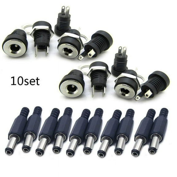 10 Pairs 5.5mmx2.1mm DC Power Adapter Male & Female DIY DC Barrel Connector