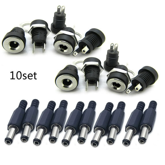 10 Pairs 5.5mmx2.1mm Male & Female DIY for DC Barrel Jack Plug Socket Replacemen