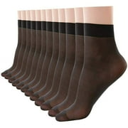 GEVORSAM 10 Pairs Ankle Nylon Socks for Women - Sheer Pantyhose Socks