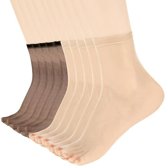 10 Pairs Ankle Sheer Socks Nylon Pop Socks Silky Breathable Hosier Transparent Short Dress Stockings For Women