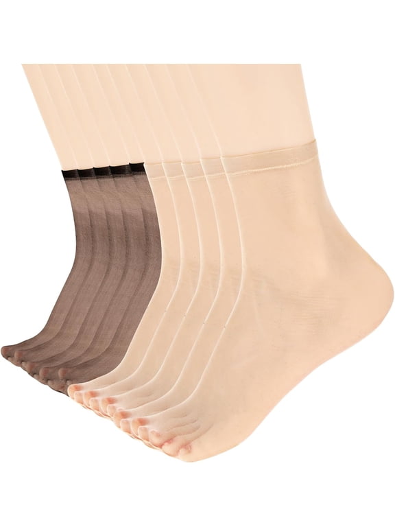 10 Pairs Ankle Sheer Socks Nylon Pop Socks Silky Breathable Hosier Transparent Short Dress Stockings For Women