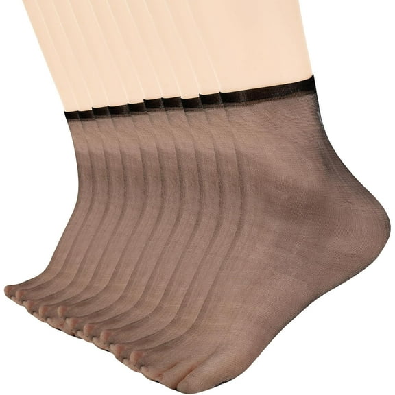 10 Pairs Ankle Sheer Socks Nylon Pop Socks Silky Breathable Hosier Transparent Short Dress Stockings For Women