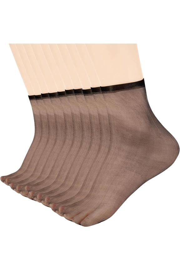 10 Pairs Ankle Sheer Socks Nylon Pop Socks Silky Breathable Hosier Transparent Short Dress Stockings For Women