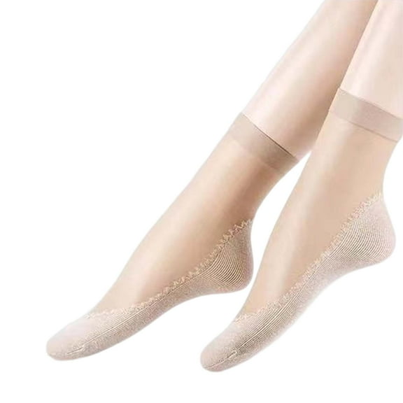 10 Pairs Ankle Socks Ultrathin Breathable Non-slip Solid Color Sweat Absorption Seamless Summer Cotton Sole See Through Socks Indoor