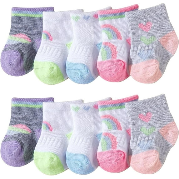 Baby Socks Toddler Ankle Cotton Socks 10 Pairs for Infants Kids Boys Girls 0-1/1-2/2-3 Years Old