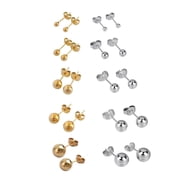 10 Pairs Ball Stud Earrings Set for Women and Men, Gold-Tone and Silver-Tone Round Post Earrings for Multiple Piercings, 3mm 4mm 5mm 6mm 8mm