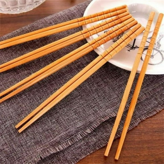 10 Pairs Bamboo Chopsticks With Natural Pattern For Household Kitchen Use, 24Cm Length Reusable Safe Tableware Set, Durable Eco-Friendly Tableware For Daily Meals