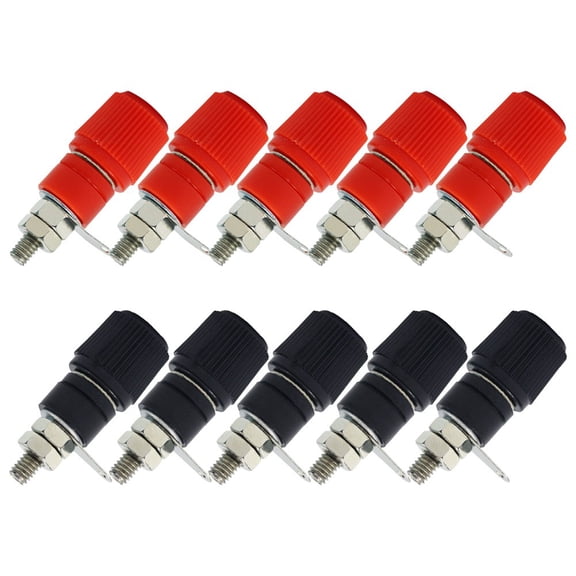 10 Pairs Banana Socket Binding Post Terminals, 4mm Nickel-Plated Zinc Alloy Electrical Connectors with ABS Insulation for Test Equipment