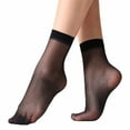 thumbnail image 1 of 10 Pairs Black Women's Silky Anti-Slip Cotton Sole Sheer Ankle High Tights Hosiery Socks Reinforced Toe 10 Pairs Women's Ankle High Sheer Socks, 1 of 10
