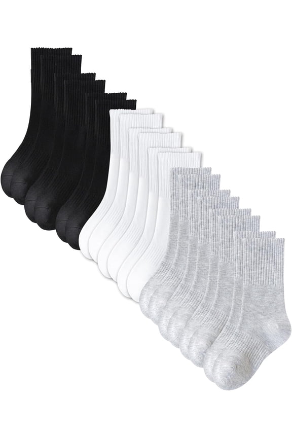 10 Pairs Boys Girls Soft Cotton Crew Dress Socks Seamless Toe School Socks