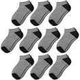 thumbnail image 1 of 10 Pairs Boys Socks 4-6 6-8 8-10 Years Old Low Cut Ankle Athletic Socks For Kids Short Half Cushioned Socks, 1 of 7