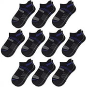 MSOUTGONE 10 Pairs Boys Socks For Kids 4-6 8-10 6-8 Years Old Athletic Ankle Socks Short Cotton Socks With Cushioned Sole（M)