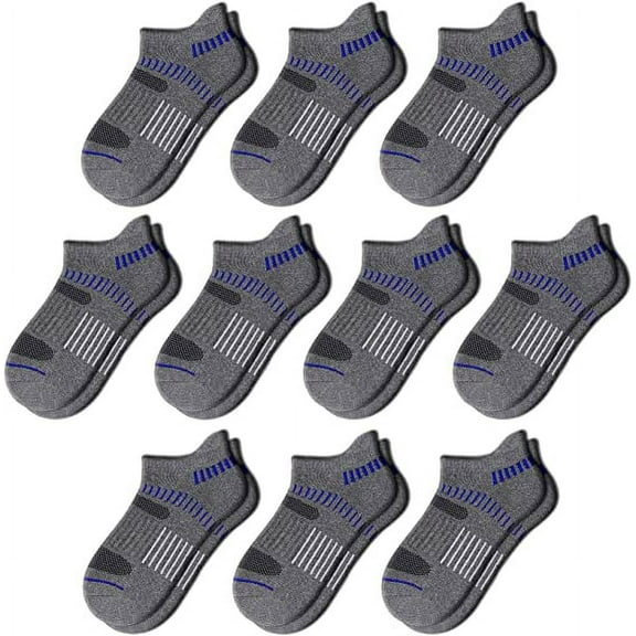 10 Pairs Boys Socks For Kids 4-6 8-10 6-8 Years Old Athletic Ankle Socks Short Cotton Socks With Cushioned Sole（M)