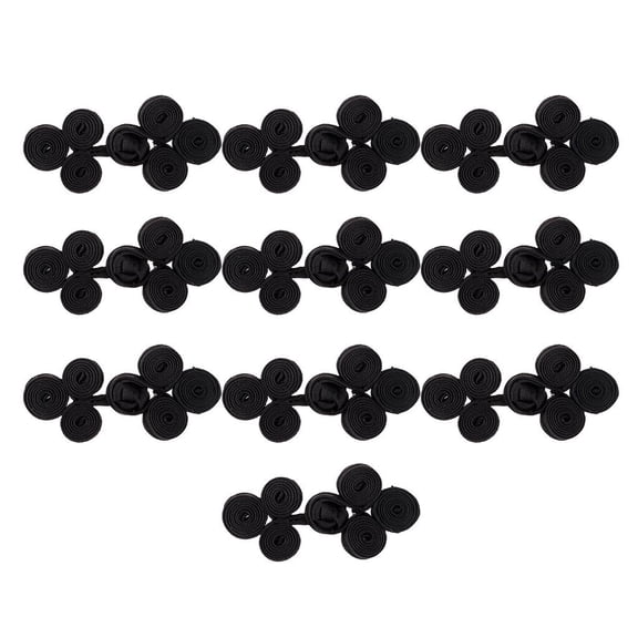 10 Pairs Chinese Knot Buttons Three Wheels for Cheongsam Tang Suit , Black