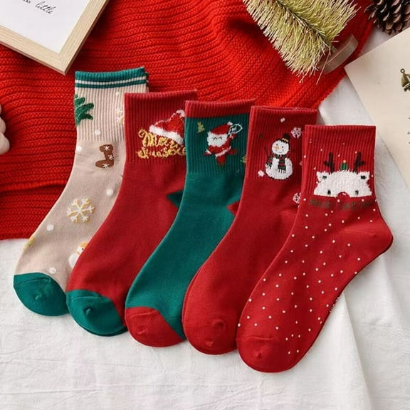 10 Pairs Christmas Socks Women Cute Santan Claus Socks Cotton Christmas Socks Preppy Hiking Sock