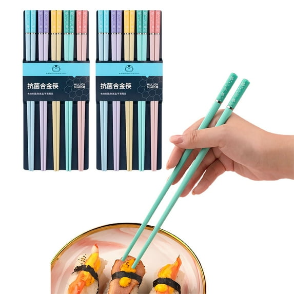 10 Pairs Colorful Cherry Blossom Alloy Chopsticks Set Reusable Tableware Non Slip Grip Dishwasher Safe UtensilsforFamily Restaurant And Special Occasions