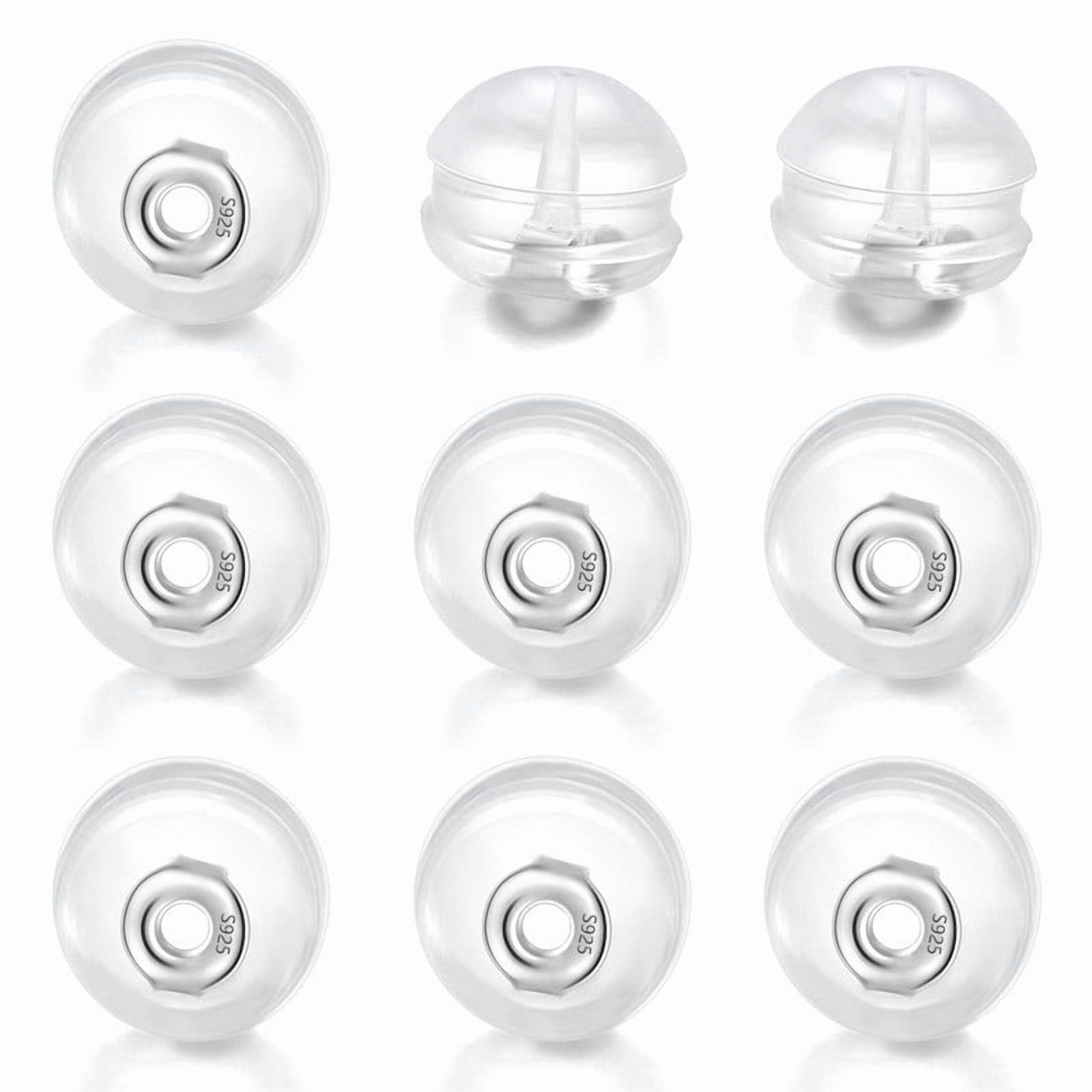 10 Pairs Earring Backs, Silver Plated Silicone Earring Backs for Studs ...